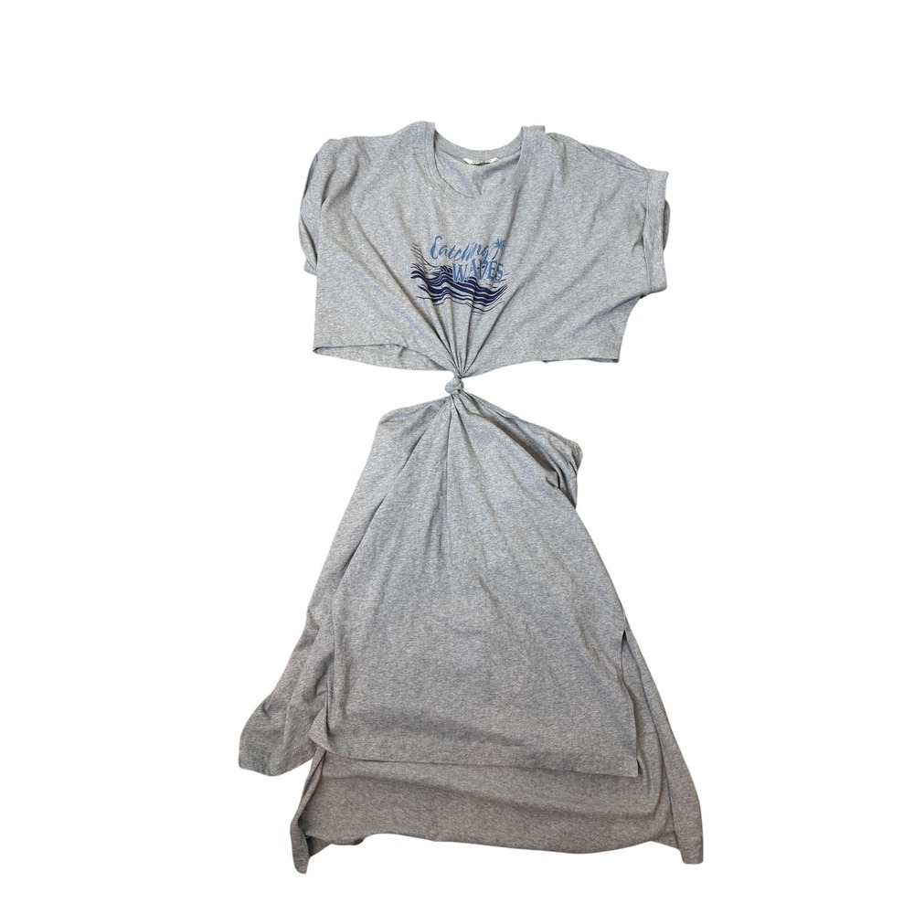Celandine Dress Womens Large Gray Catching Waves T-Shirt Midi Summer‎ Beach